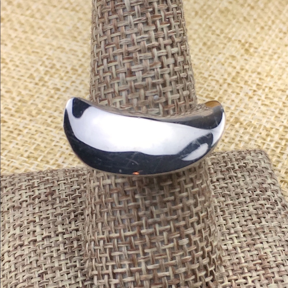 Unique Solid Sterling Silver Wave Modern Ring Siz… - image 2